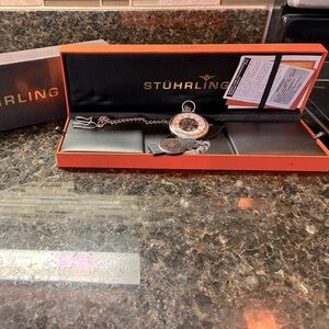 BRAND NEW Stuhrling Pocket Watch in Silver/SS